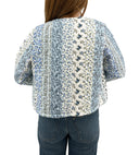 Paige Patchwork Stripe Blue Cropped Jacket