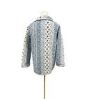 Paige Patchwork Stripe Blue Quilted Snap Jacket