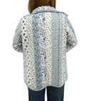 Paige Patchwork Stripe Blue Quilted Snap Jacket