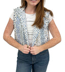 Paige Patchwork Stripe Blue Quilted Cate Vest