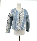 Paige Patchwork Stripe Blue Cropped Jacket