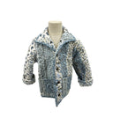 Paige Patchwork Stripe Blue Youth Quilted Snap Jacket