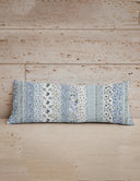 Paige Patchwork Stripe Blue Quilted Oblong 14" x33" Pillow