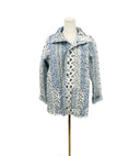 Paige Patchwork Stripe Blue Quilted Snap Jacket