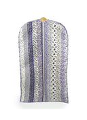 purple and white floral garment bag