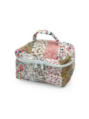 Floral patterned cosmetic bag on a white background