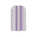 purple and white floral garment bag