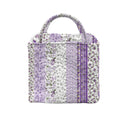 purple and white floral tote hand bag 