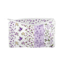 purple and white floral makeup bag