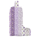 purple and white floral boot bag 