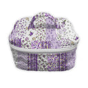 purple and white floral travel bag