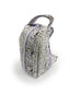 purple and white floral boot bag 