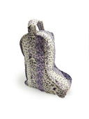 purple and white floral boot bag 