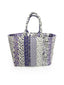 purple and white floral tote hand bag 