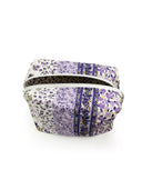 purple and white floral makeup bag