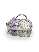 purple and white floral travel bag