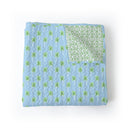Palm Tree Icon Maya Blue Quilt