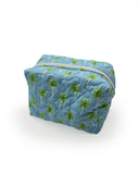 Palm Tree Icon Maya Blue Quilted Makeup Bag