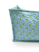 Palm Tree Icon Maya Blue Quilted Tote