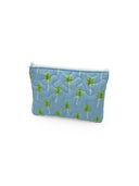 Palm Tree Icon Maya Blue Quilted Makeup Bag
