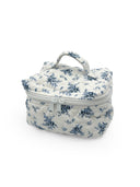 Floral-patterned makeup bag on a white background