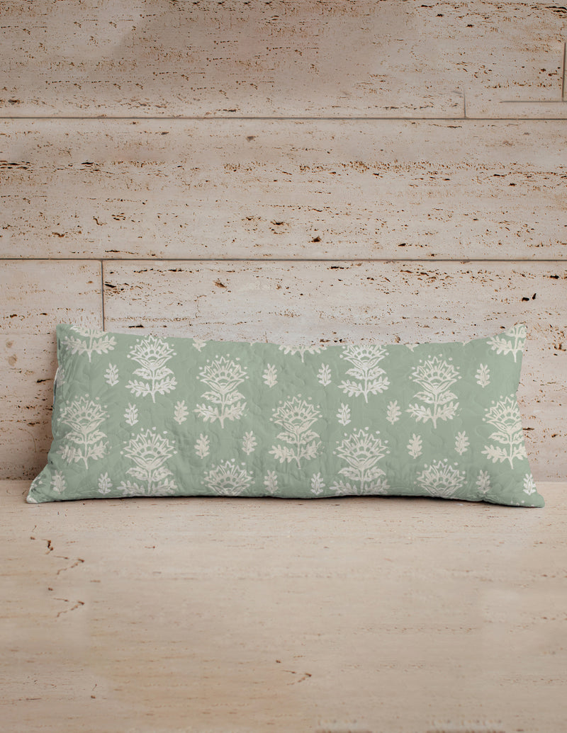 Erin and Ben Co. Clover Sage Quilted Oblong 14" x33" Pillow