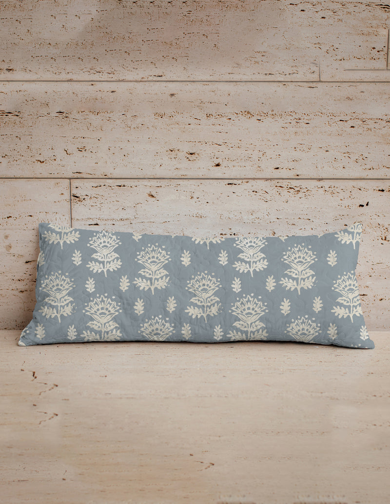 Erin and Ben Co. Clover Blue Quilted Oblong 14" x33" Pillow