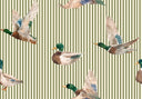 Mallory Ducks Olive Linen Zipper Tote Bag