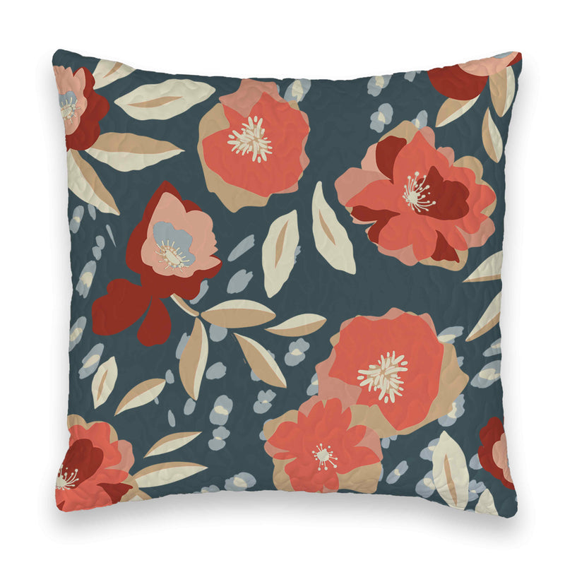 Erin and Ben Co. Garden Whisper Navy Quilted 20" Pillow