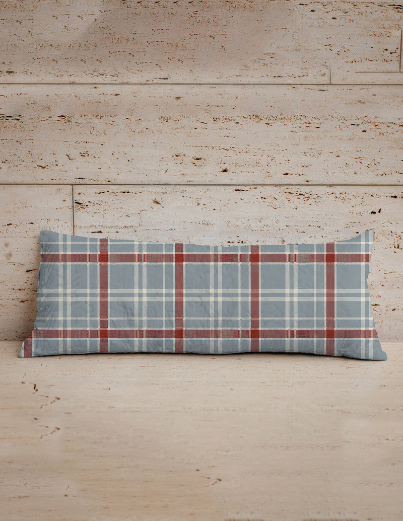 Erin and Ben Co. Willow Plaid Blue Quilted Oblong 14" x33" Pillow