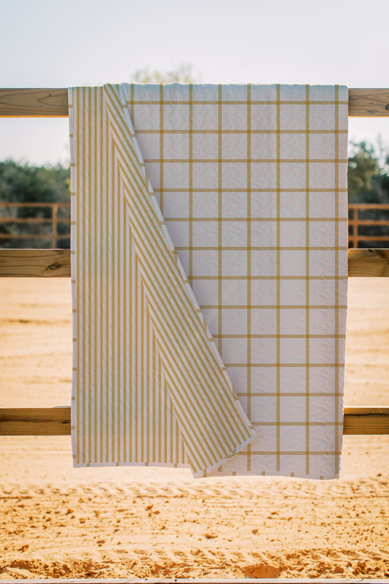 Erin and Ben Co. Farmhouse Check Gold Quilt