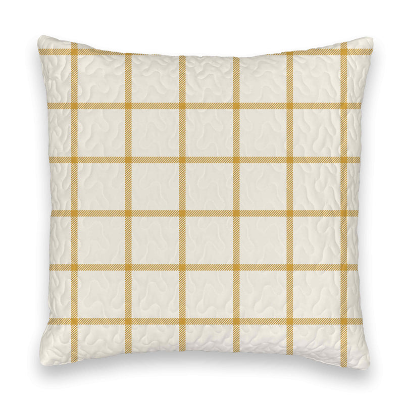 Erin and Ben Co. Farmhouse Check Gold Quilted 20" Pillow