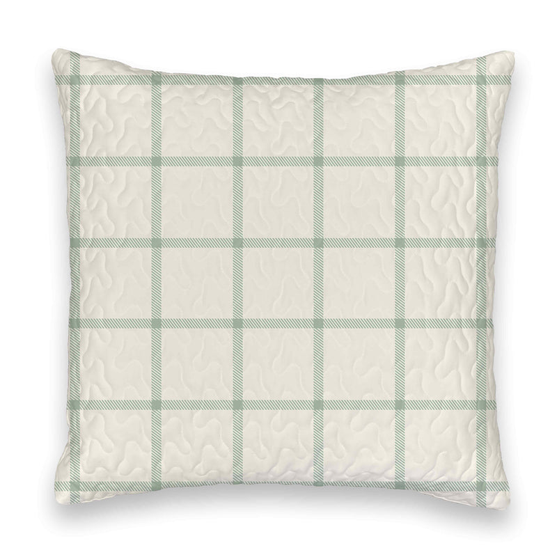 Erin and Ben Co. Farmhouse Check Sage Quilted 20" Pillow