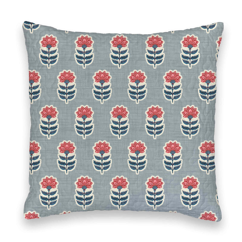 Erin and Ben Co. Sadie Floral Icon Blue Quilted 20" Pillow