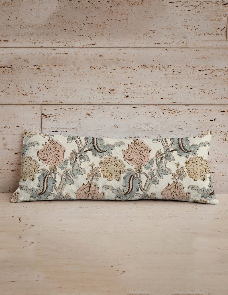 Erin and Ben Co. Garden Tapestry Linen Quilted Oblong 14" x33" Pillow
