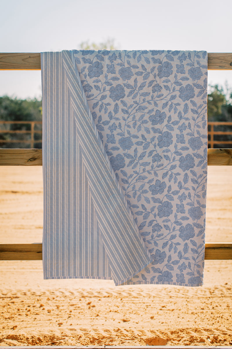 Erin and Ben Co. Paige Floral Blue Quilt