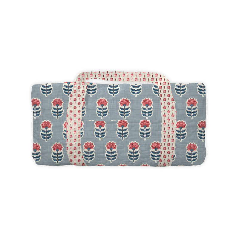 Erin and Ben Co. Sadie Floral Icon Blue Weekender Duffle Bag