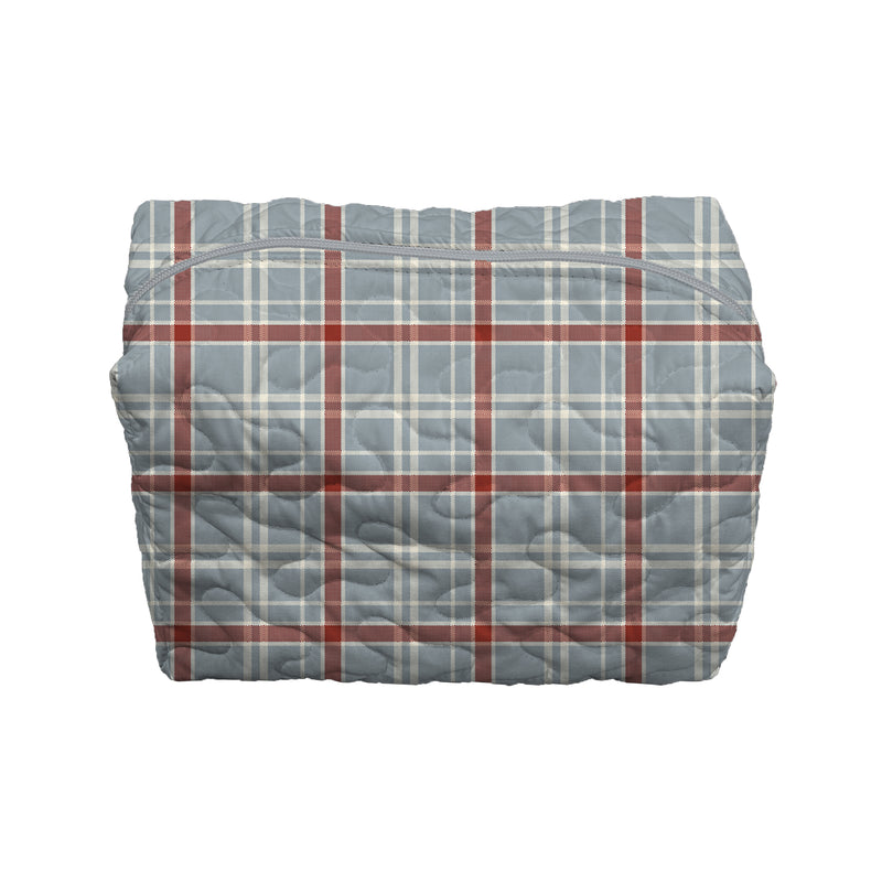Erin and Ben Co. Willow Plaid Blue Quilted Makeup Bag