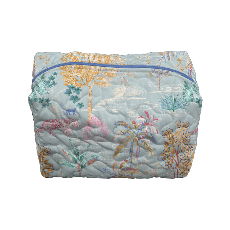 Erin and Ben Co. Jungle Whisper Blue Quilted Makeup Bag