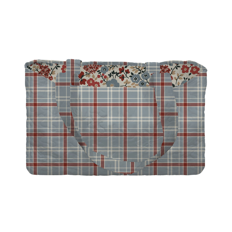 Erin and Ben Co. Willow Plaid Blue Quilted Tote Bag