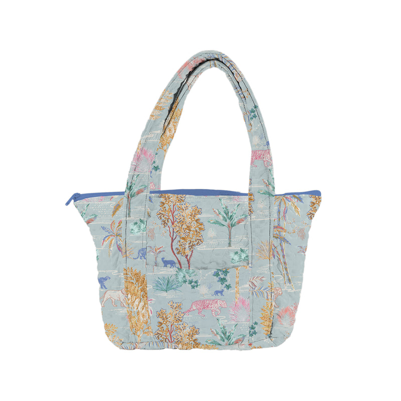 Erin and Ben Co. Jungle Whisper Blue Zipper Tote Bag