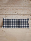 Remi Plaid Navy Quilted Oblong 14" x33" Pillow