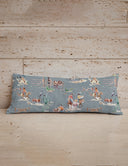 Retro Cowboy Slate Linen Quilted Oblong 14"x33" Pillow