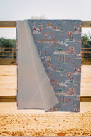 Retro Cowboy Slate Linen Quilt