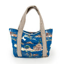 Retro Cowboy Peacock Zipper Tote Bag