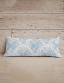 Rose Toile Blue Quilted Oblong 14" x33" Pillow