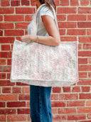 Rose Toile Pink Quilted Tote