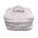 Floral-patterned makeup bag on a white background