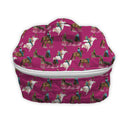 berry colored quilted travel bag with rodeo event pattern