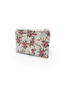 Rosey Floral White Quilted Makeup Bag